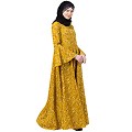 Mustard printed Umbrella dress abaya with bell sleeves Mustard printed Umbrella dress abaya with bell sleeves